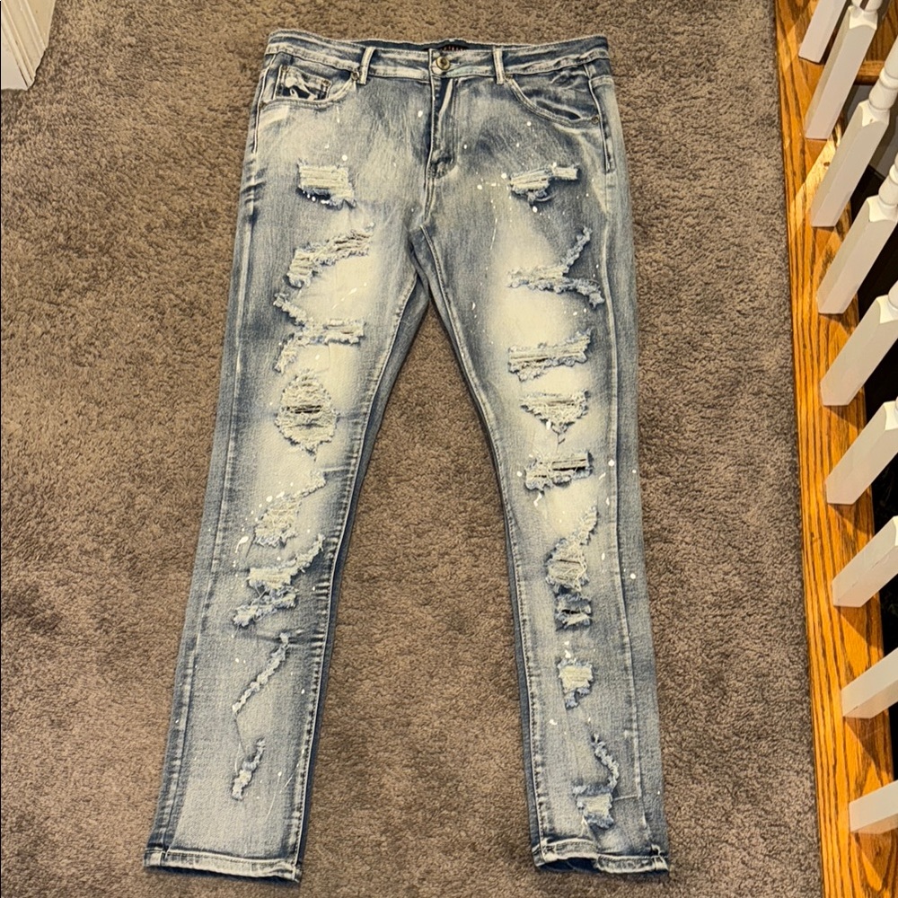 Distressed Blue Jeans
